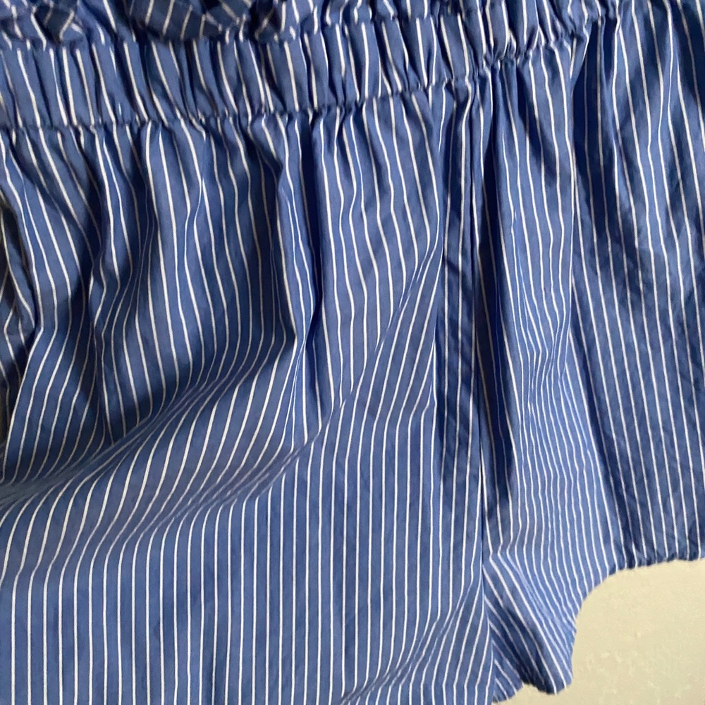 ACTIVE USA Light Blue & White Pinstripe Cinch Waist Romper Size Small - Picture 5 of 14